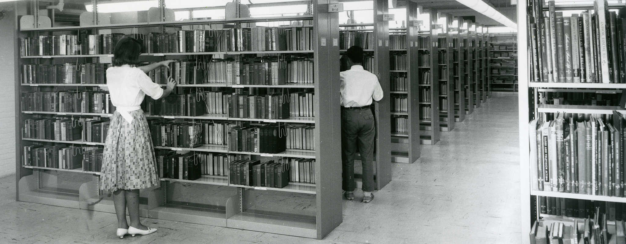 Old black and white photo of library
