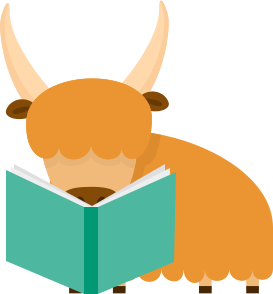 Cartoon Yak with a book