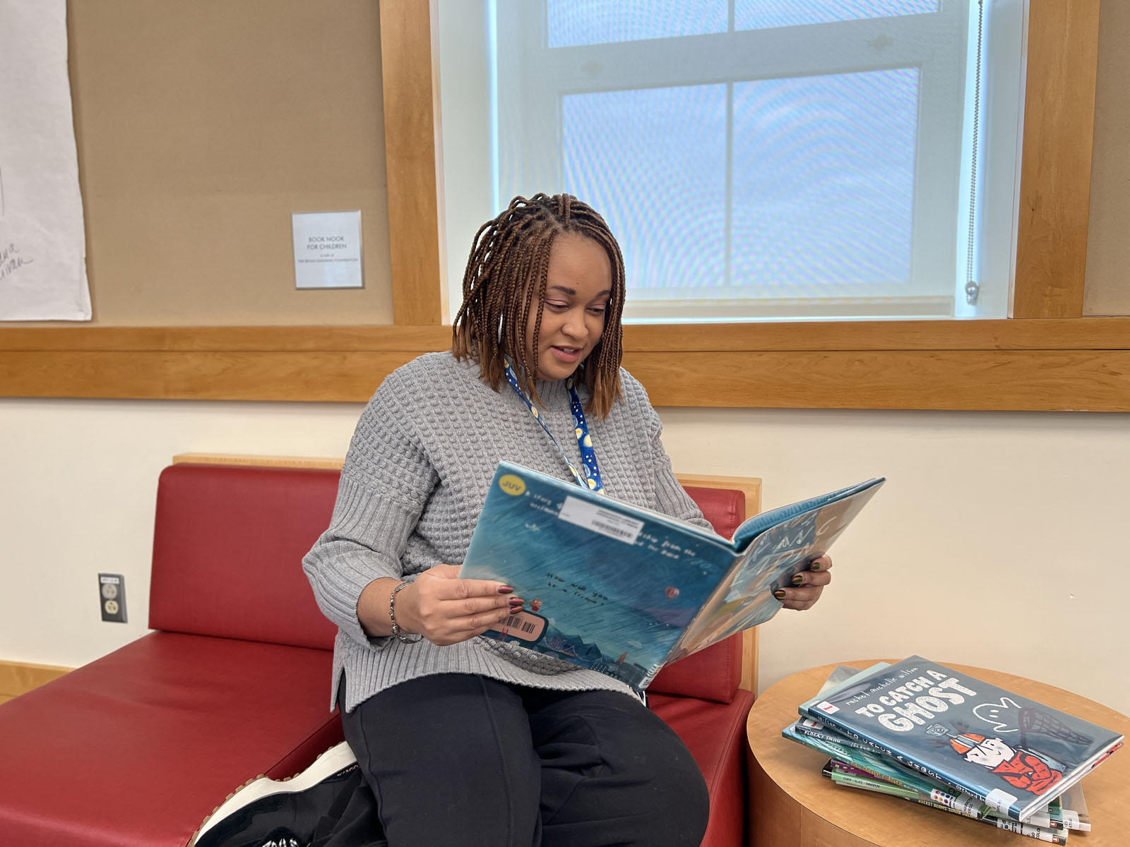 Librarian reading a story