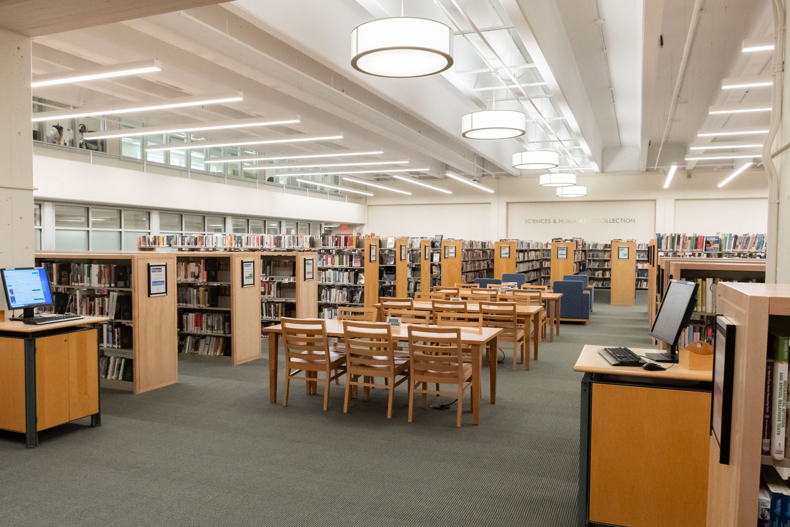 Tables in the non-fiction collection at Greenwich Library